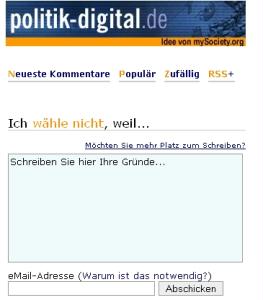 Hier konnten die User der Site Eintraege erstellen.