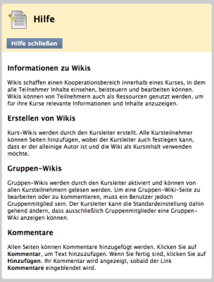 Hilfe zur Wiki-FUnktion im Blackboard