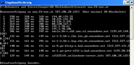 tracert: www.fh-ooe.at