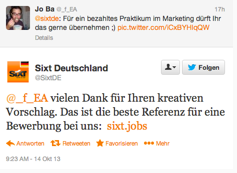 Antwort bewerbung