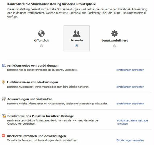 Facebook Privatsphäre-Einstellungen