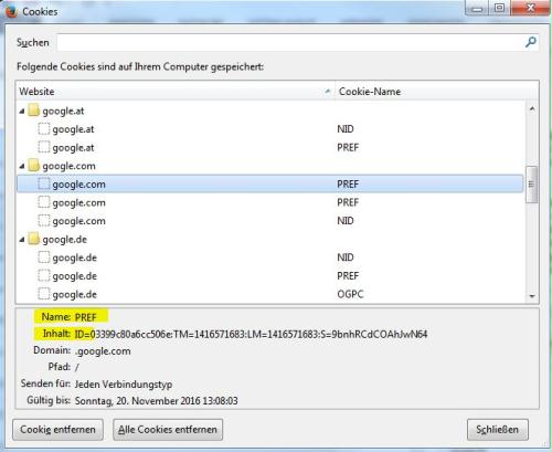 Screenshot GooglePREF-Cookie